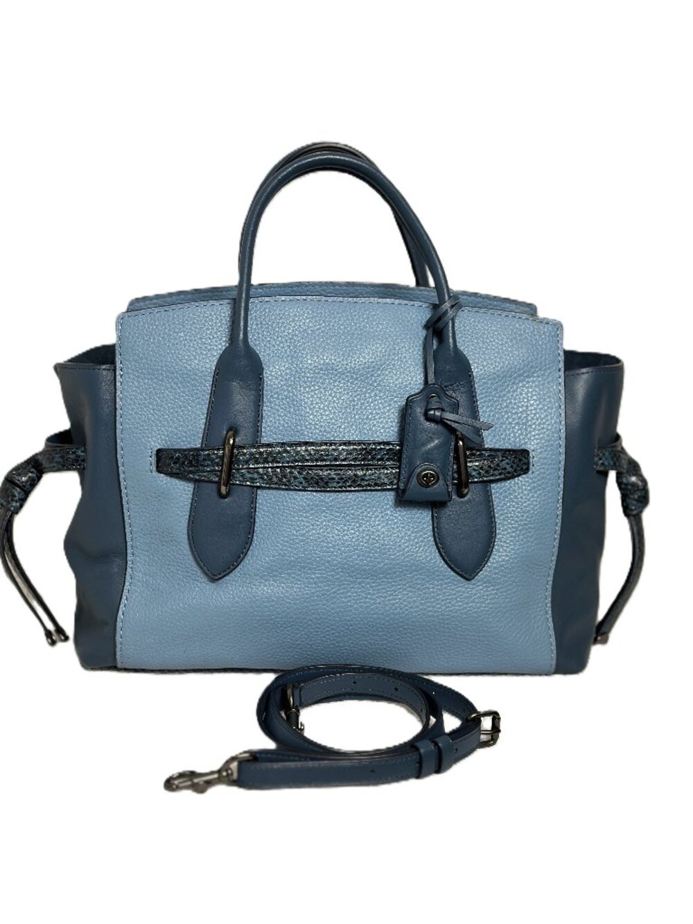 Coach 1941 Shadow Carryall Bag Blue Crossbody Shoulder Side Cinch Strap